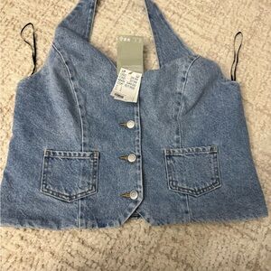 Blue Denim Halter Vest